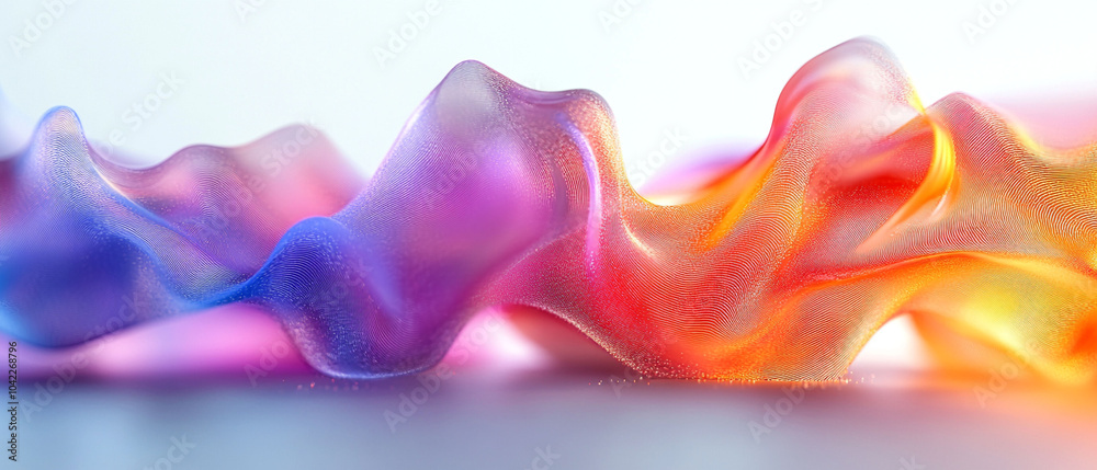 Obraz premium Abstract colorful line waves on light background, 3d render, Background wallpaper design