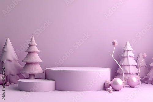 violet christmas decorations adorn minimalist podium cute background product scene