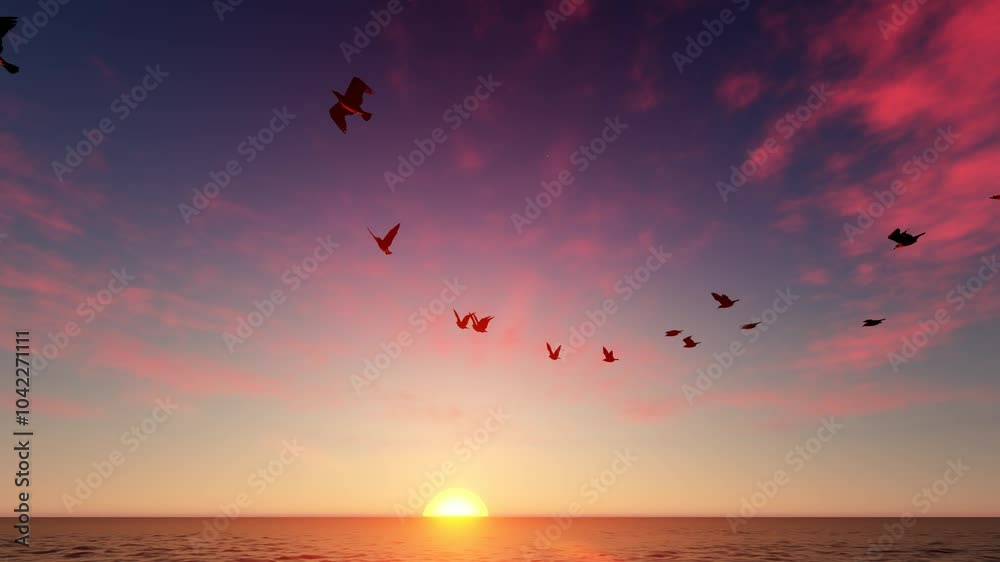 Timelapse of Sunset Clouds and Flying Birds Timelapse of Sunset Clouds and Flying Birds