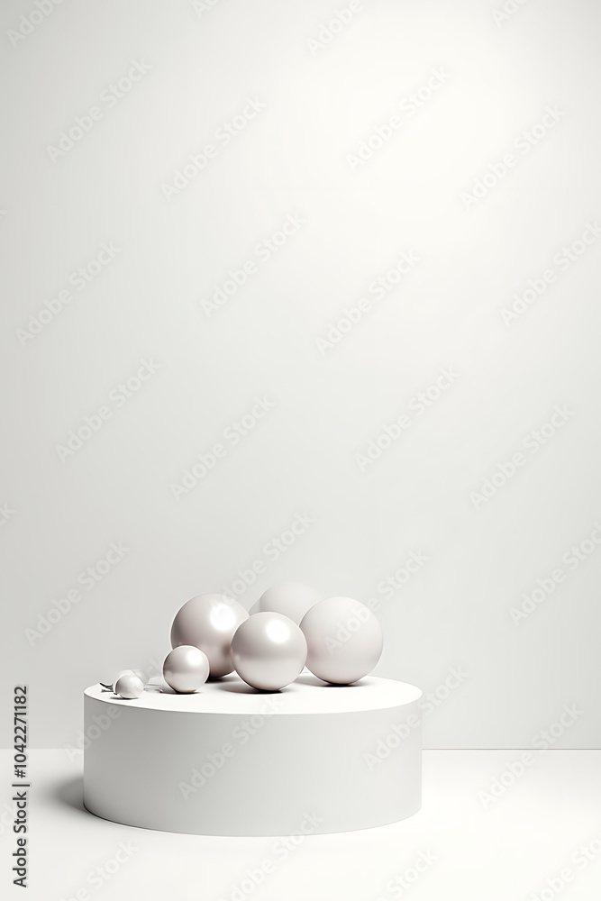 white podium empty space christmas balls minimalist background product presentation purposes