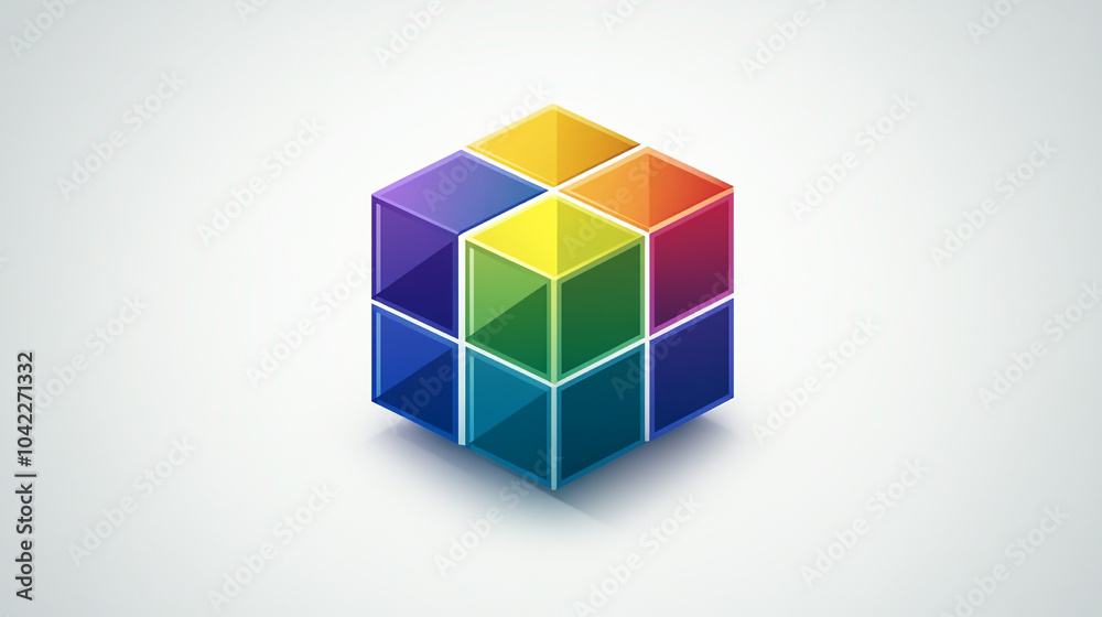 Obraz premium Colorful Cube Abstract Geometric Shape Design Element
