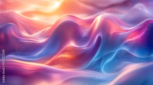 Wallpaper Mural Delicate waves of fabric flow smoothly in an array of soft pastel colors, illuminated by warm light, creating a calming and vibrant atmosphere. Torontodigital.ca