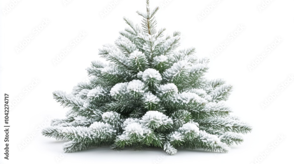 Winter wonderland: isolated fluffy snow-covered christmas spruce Winter wonderland: isolated fluffy snow-covered christmas spruce