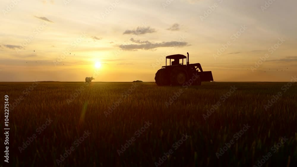 Combine harvester working on the field Combine harvester working on the field
