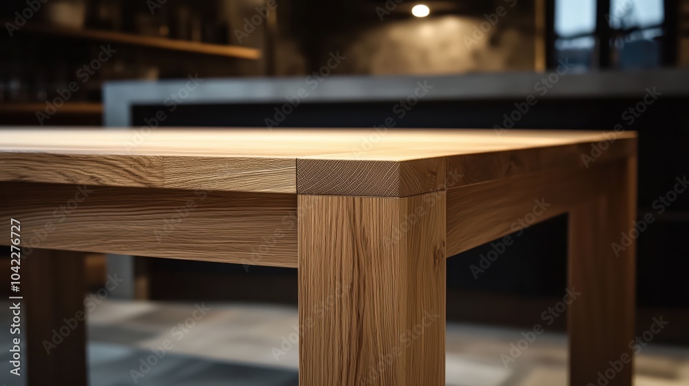 Minimalist Wooden Dining Table with Natural Grain Minimalist Wooden Dining Table with Natural Grain