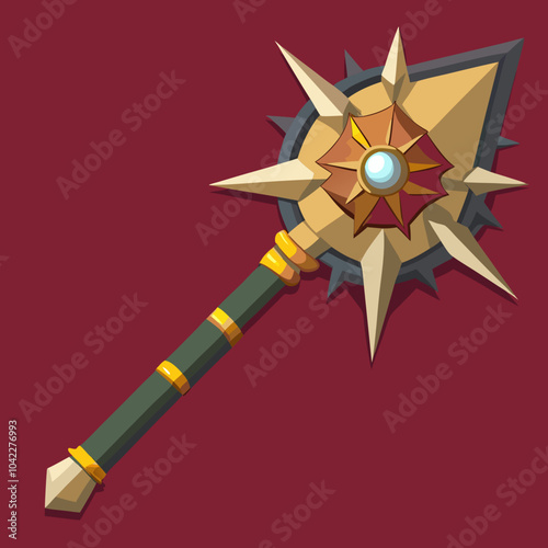 Ornate Spiked Mace, Fantasy Weapon, Game Asset