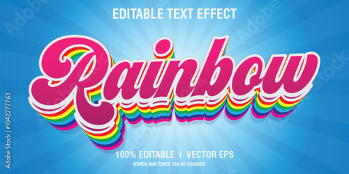 editable rainbow vector 3d text effect with modern style design