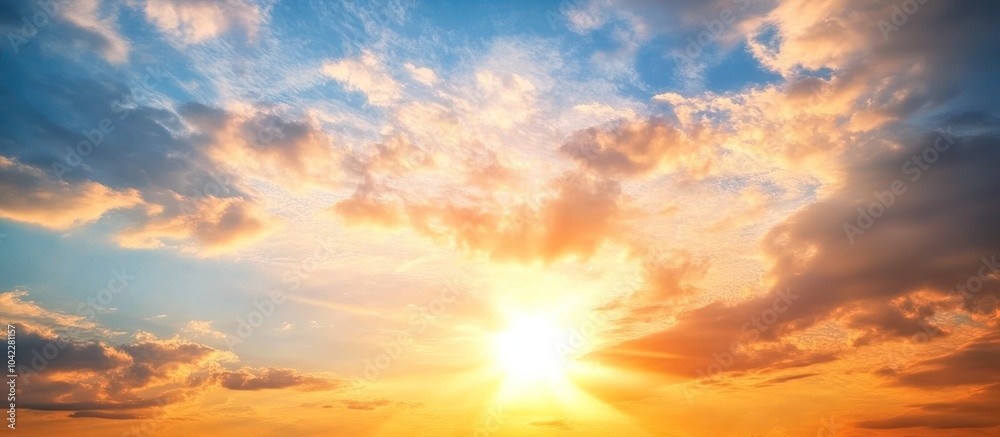 Fototapeta premium Beautiful sunset with orange and blue clouds.
