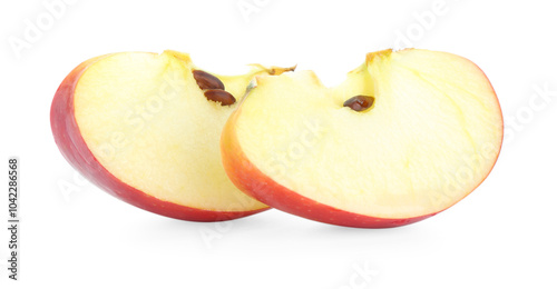 Slices of fresh ripe apple isolated on white