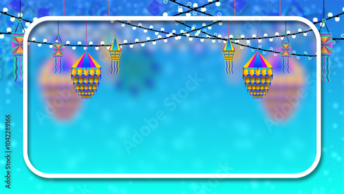 beautiful background of diwali holiday in blue gradient background