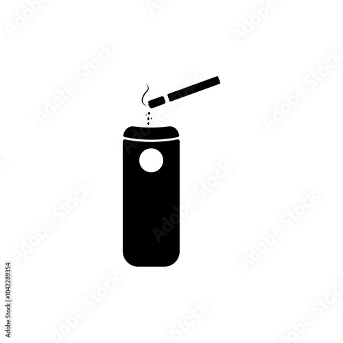 Smoking place vector. Solution resolution black icon. Trash can for cigarettes. Ashtray vector black icon.