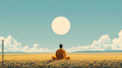 Showcase Zeno of Citium in a minimalist digital art piece that emphasizes his quiet strength and inner peace photo