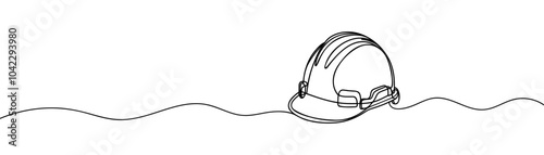 one line drawing of isolated hard hat.