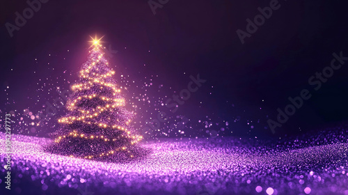 Luxurious purple Christmas background with sparkling effects for elegant holiday greeting cards photo