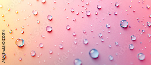 Abstract colorful water drops on light background, 3d render, Background wallpaper design