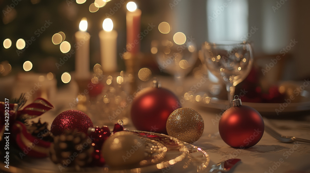Elegant christmas table setting with festive decorations for holiday celebrations Elegant christmas table setting with festive decorations for holiday celebrations