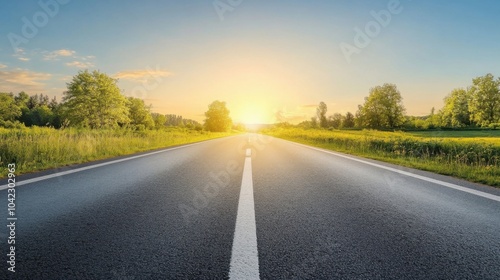 Well-maintained road visual extending beneath a clear sky