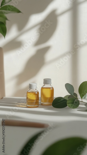 Unbranded baby oil bottles mockup for product design