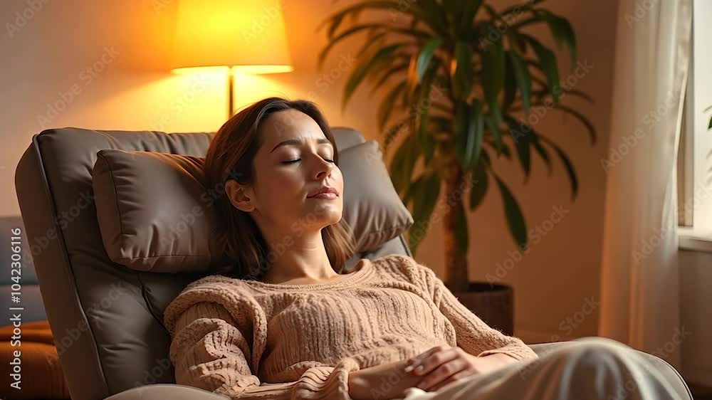 Woman Relaxing in a Recliner Chair Woman Relaxing in a Recliner Chair