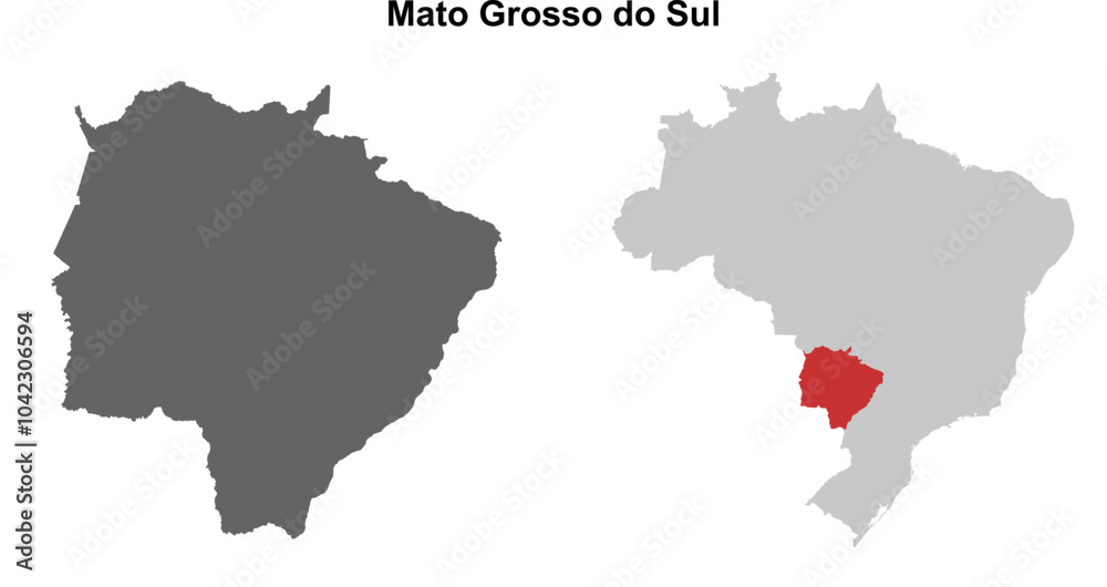 Fototapeta premium Mato Grosso do Sul state blank outline map set