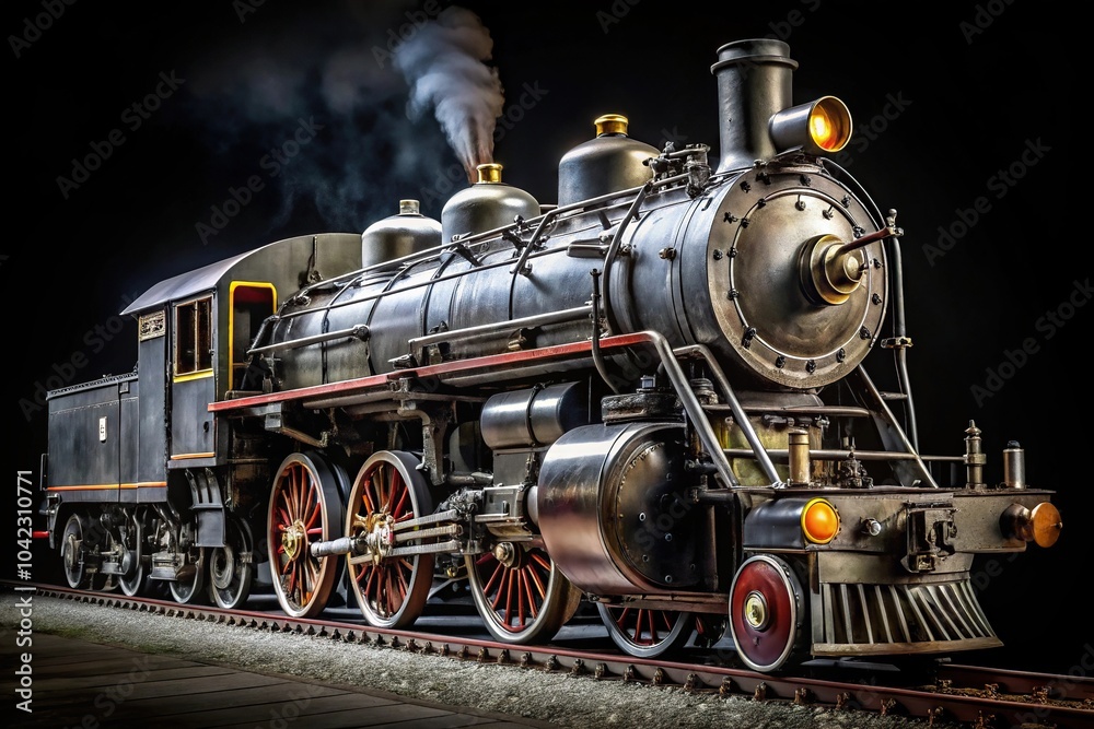 Dark and mysterious ancient locomotive on a tilted angle Dark and mysterious ancient locomotive on a tilted angle