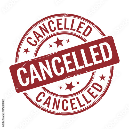 Red Circular Stamp with 'CANCELLED' Text and Star Design