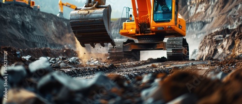 Heavy Machinery at Construction Site in Action photo