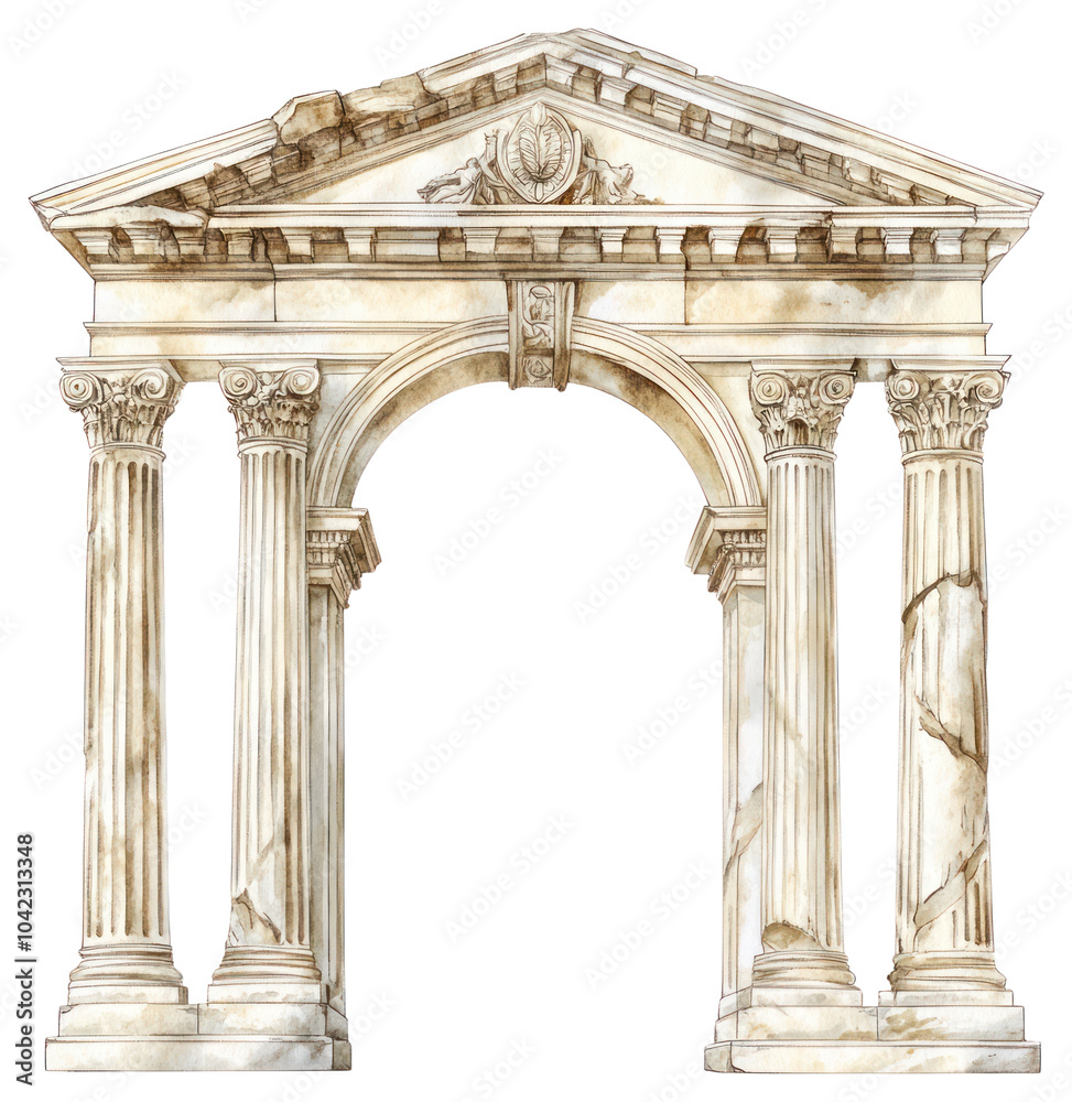 Naklejka premium PNG An ancient greek Ornamental arch architecture arched pillar.