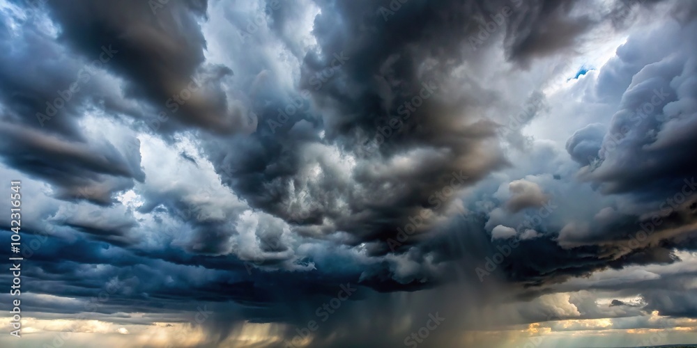 Obraz premium Dark rain clouds with light background clouds at a tilted angle