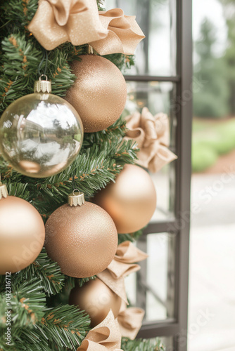 christmas tree with christmas decorations in a living room