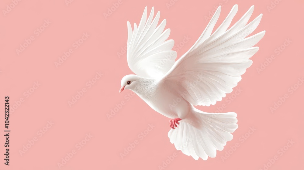 Fototapeta premium A white dove on a soft pink background