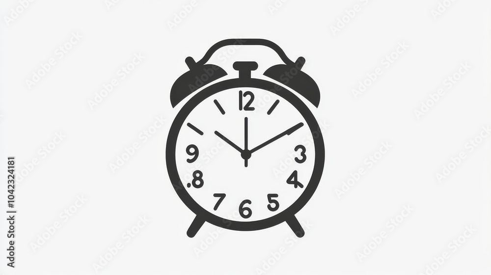 A simple black and white alarm clock icon.
