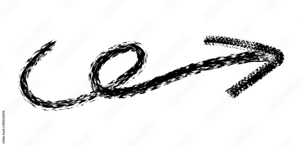 Hand drawn simple arrow drawn with wax crayon, chalk or charcoal. Uneven dry texture for underlining highlighting. Pencil drawn lines, strikethrough, grungy vector isolated on white Hand drawn simple arrow drawn with wax crayon, chalk or charcoal. Uneven dry texture for underlining highlighting. Pencil drawn lines, strikethrough, grungy vector isolated on white