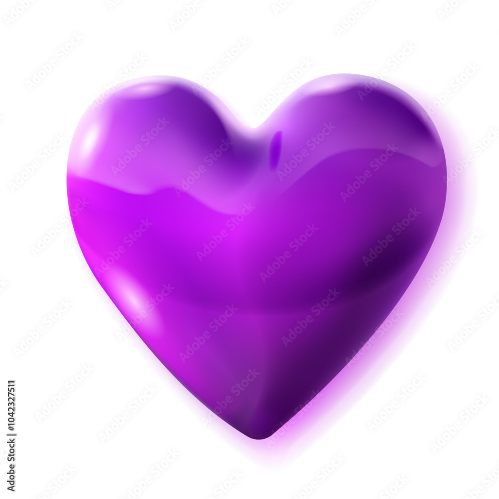 Large beautiful purple heart with glares and soft shadow, isolated on white background Large beautiful purple heart with glares and soft shadow, isolated on white background
