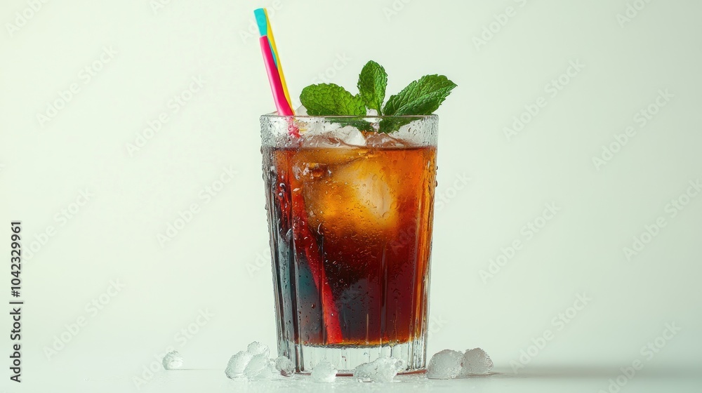 Refreshing Beverage with Ice and Mint Garnish Refreshing Beverage with Ice and Mint Garnish