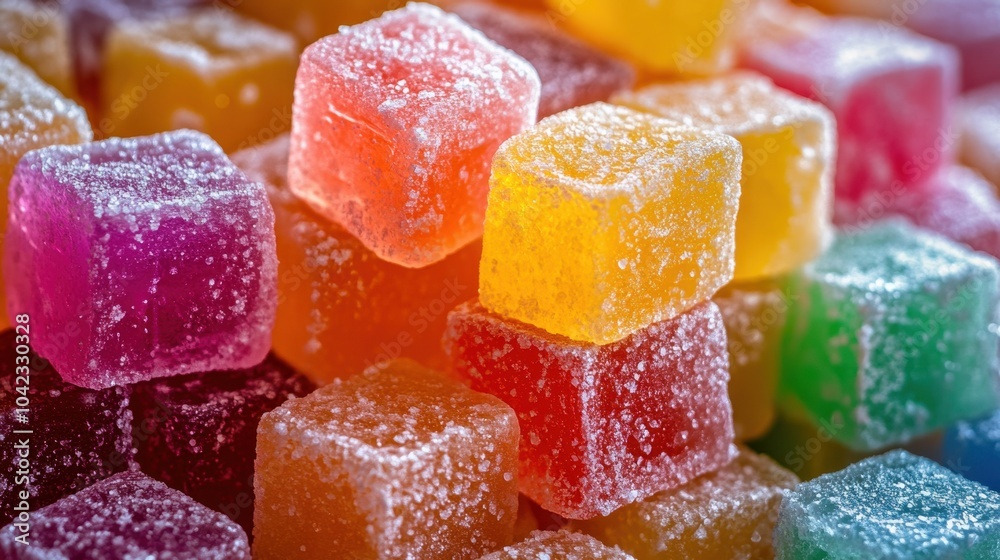 Colorful Gelatin Sweets and Gummy Candies on a White Background Colorful Gelatin Sweets and Gummy Candies on a White Background