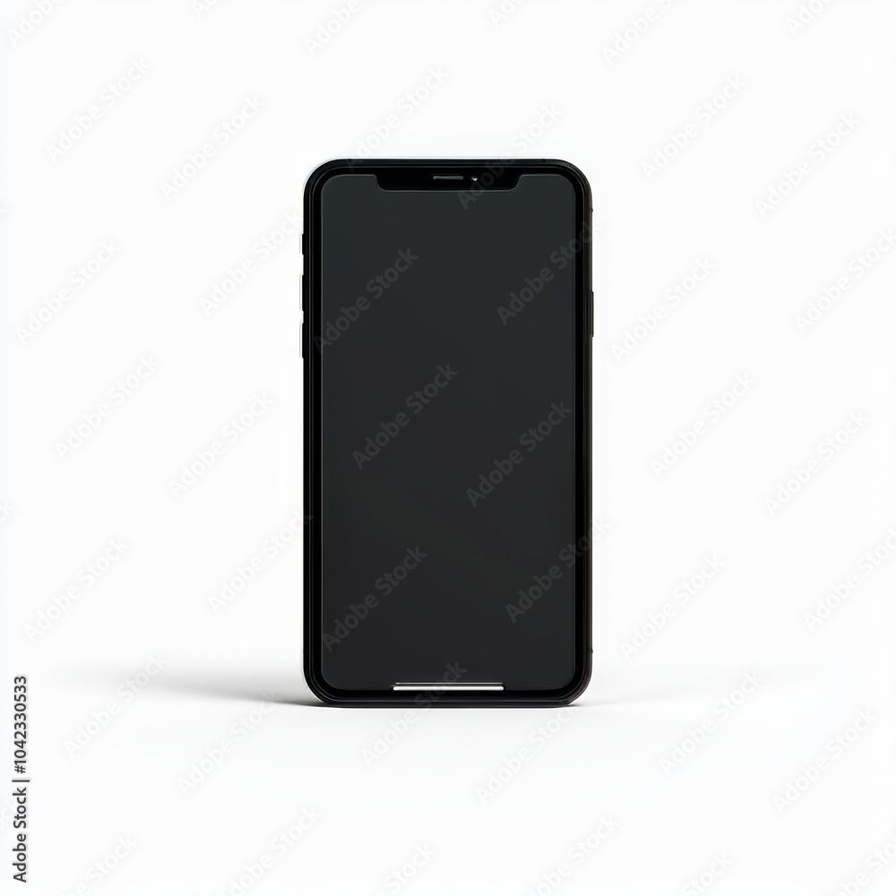 This is a modern mockup of a smartphone, technology device, with a blank screen. Empty display on the phone. This is a modern mockup of a smartphone, technology device, with a blank screen. Empty display on the phone.