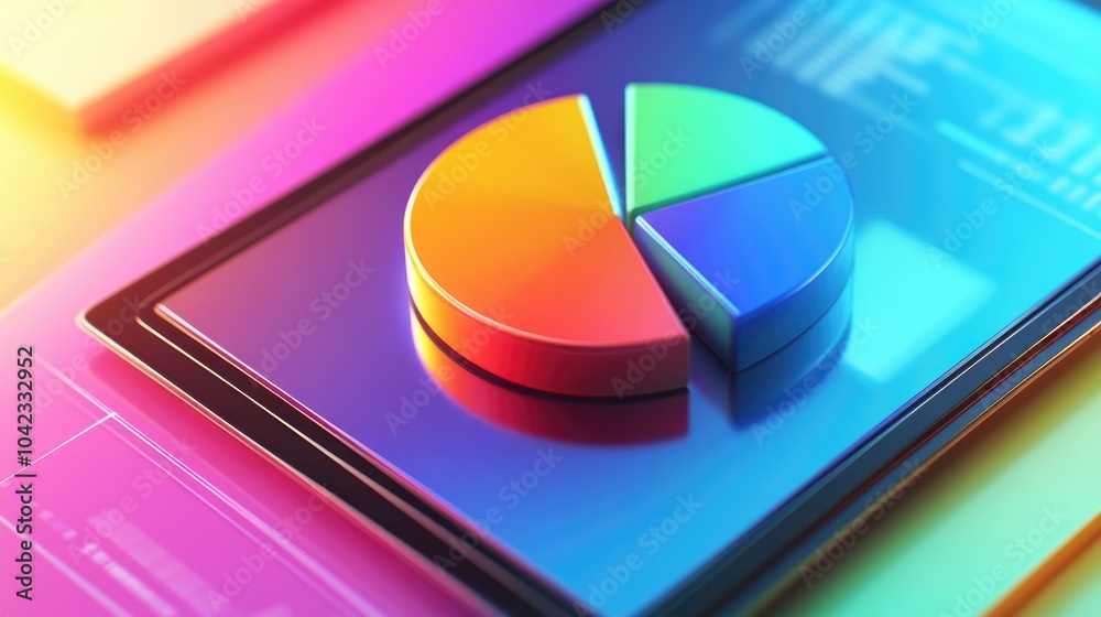 Fototapeta premium Colorful Pie Chart on Digital Screen Background