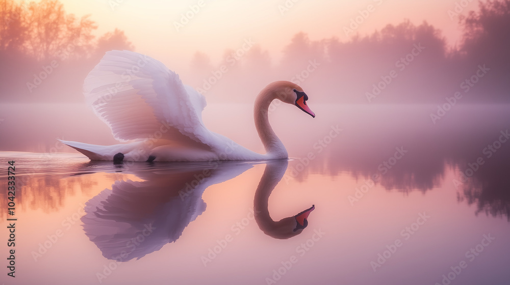 Fototapeta premium white swan on the water