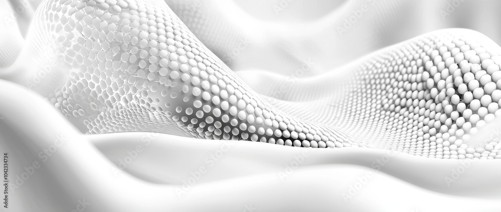 Modern illustration of a grey white abstract background with flowing particles. Conceptual illustration for a digital future technology concept.