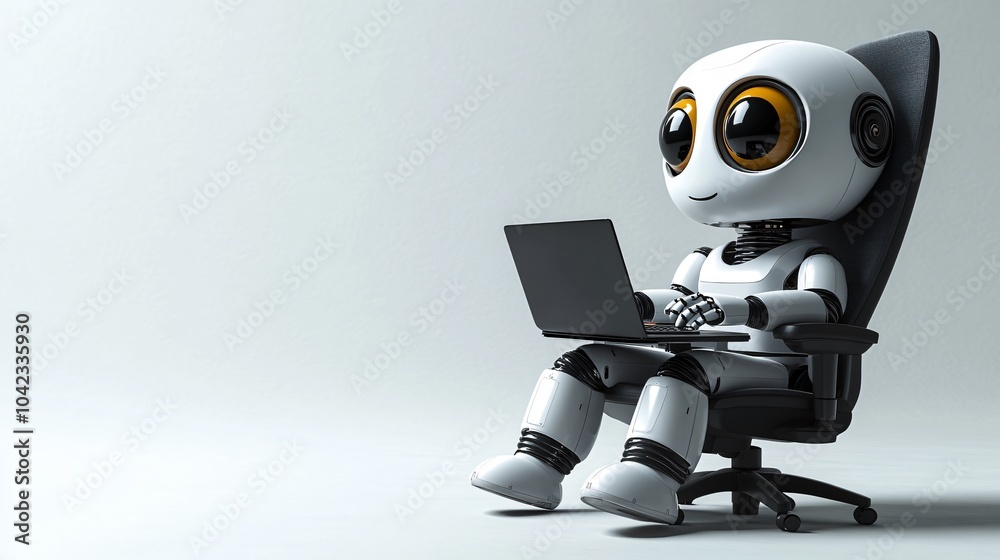 3d android with laptop on isolated background 3d android with laptop on isolated background