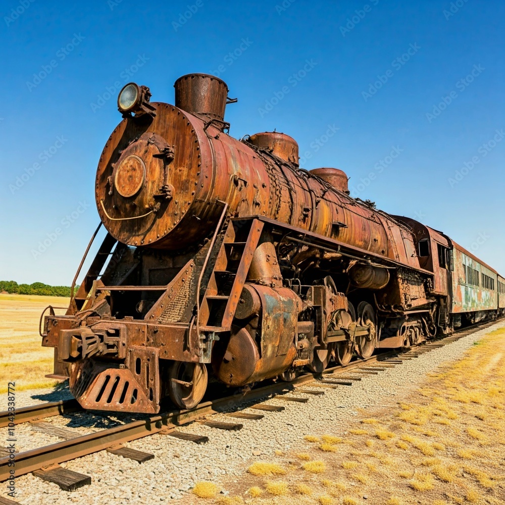 Old rusty steam locomotive at the railway station in California, USA Old rusty steam locomotive at the railway station in California, USA