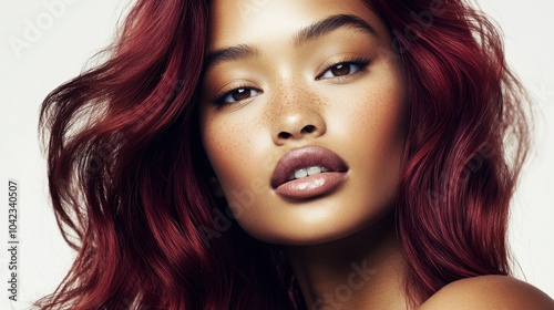 Radiant Beauty: Young Woman with Vibrant Red Hair and Flawless Skin