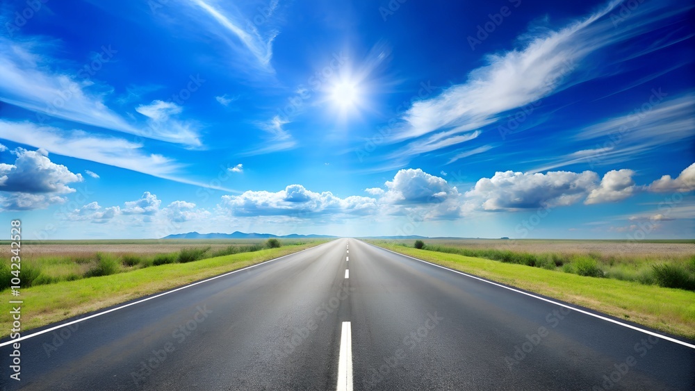 The highway stretching towards the horizon The highway stretching towards the horizon