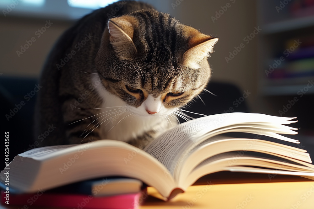 a cat reading a cat reading