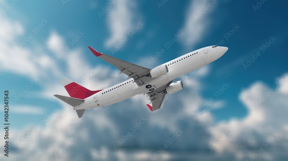 Obraz premium White classic Passenger plane fly in blue sky