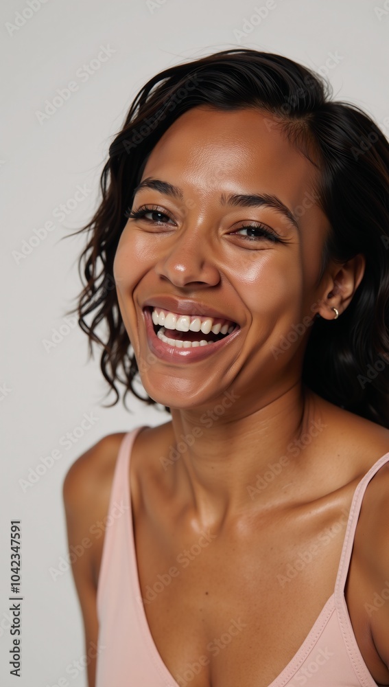 African-American woman laughter and smile depicted African-American woman laughter and smile depicted