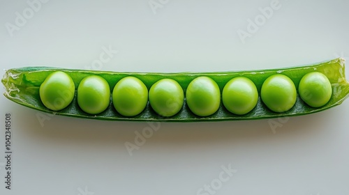 Fresh Green Peas in a Pod on a White Background photo