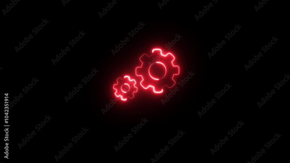 Neon gear icon animation. Glowing neon gear symbol Neon gear icon animation. Glowing neon gear symbol