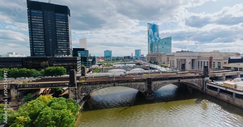 Rail bridge crossong the Schuylkill River, Philadelphia, Pennsylvania, United States. photo